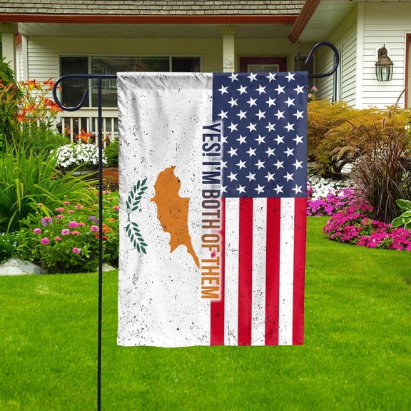 American Half Cyprus Flag Cypriot Friendship U.S.A My Home My Blood Garden Flag, Double-Sided Decorative Outdoor Flag, Polyester Yard Flag 12 x 18 in