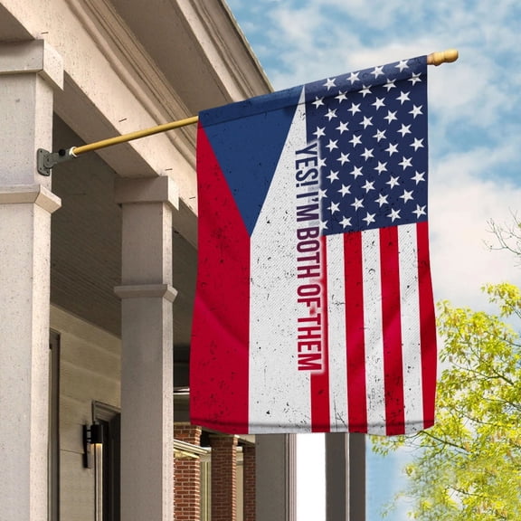 American Half Czech Republic Flag Czech Friendship U.S.A My Home My Blood House Flag, Double-Sided Decorative Outdoor Flag, Patriotic Polyester Yard Flag 29.5 x 39.5 in