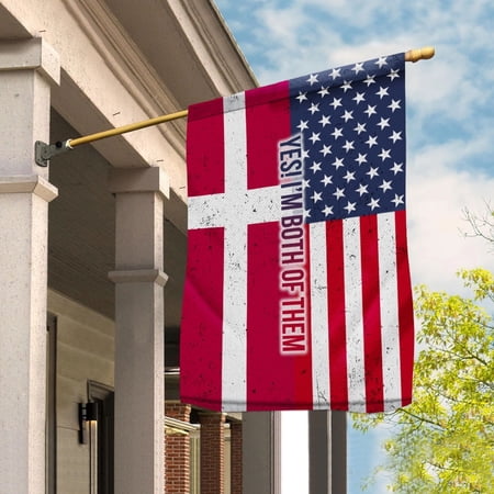 Danish American My Home My Blood Heritage Denmark House Flag, Double-Sided Outdoor Yard Decor 29.5 x 39.5 Inch