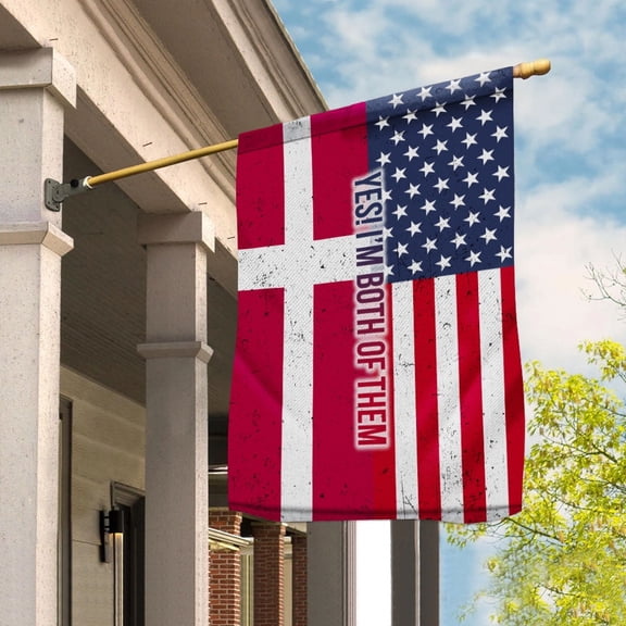 American Half Denmark Flag Danish Friendship U.S.A My Home My Blood House Flag, Double-Sided Decorative Outdoor Flag, Patriotic Polyester Yard Flag 29.5 x 39.5 in