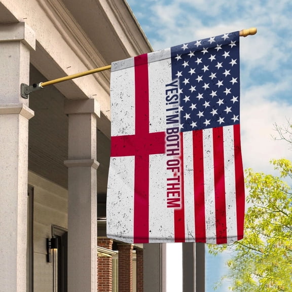 American Half England Flag English Friendship U.S.A My Home My Blood Garden Flag, Double-Sided Decorative Outdoor Flag, Patriotic Polyester Yard Flag 11.5 x 17.5 in