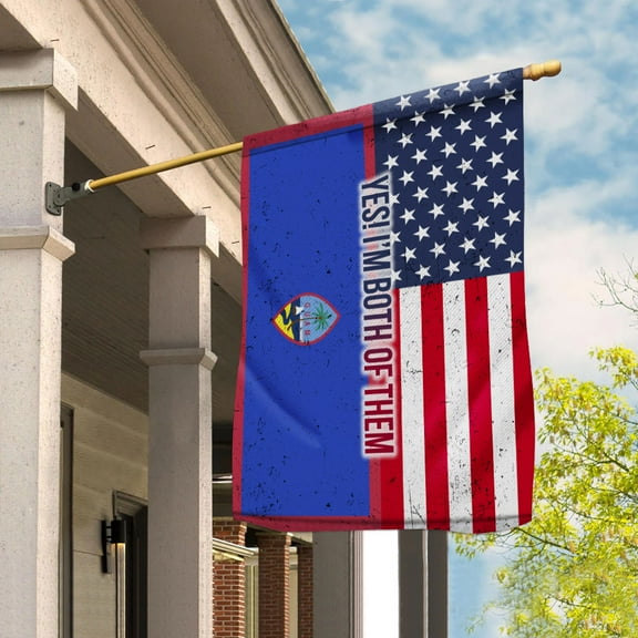 American Half Guam Flag Guamanian Friendship U.S.A My Home My Blood Garden Flag (11.5x17.5) Double Sided-USA Flags Premium Polyester-Decorative Indoor Outdoor Flag