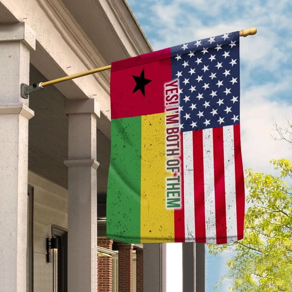 American Half Guinea Bissau Flag Guinea Bissauan Friendship U.S.A My Home My Blood Garden Flag, Double-Sided Decorative Outdoor Flag, Patriotic Polyester Yard Flag 12 x 18 in