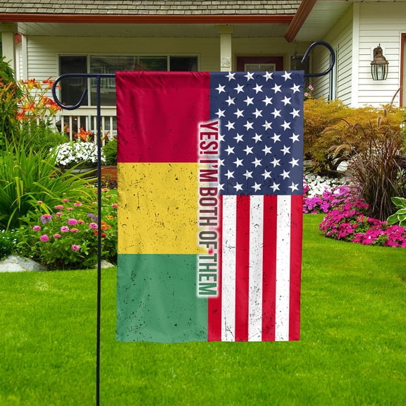 American Half Guinea Flag Guinean Friendship U.S.A My Home My Blood House Flag (29.5x39.5) Double Sided-USA Flags Premium Polyester-Decorative Indoor Outdoor Flag