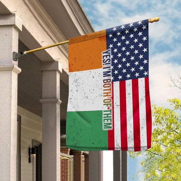 American Half Ivory Coast Flag Ivorian Coast Friendship U.S.A My Home My Blood House Flag, Double-Sided Decorative Outdoor Flag, Patriotic Polyester Yard Flag 29.5 x 39.5 in