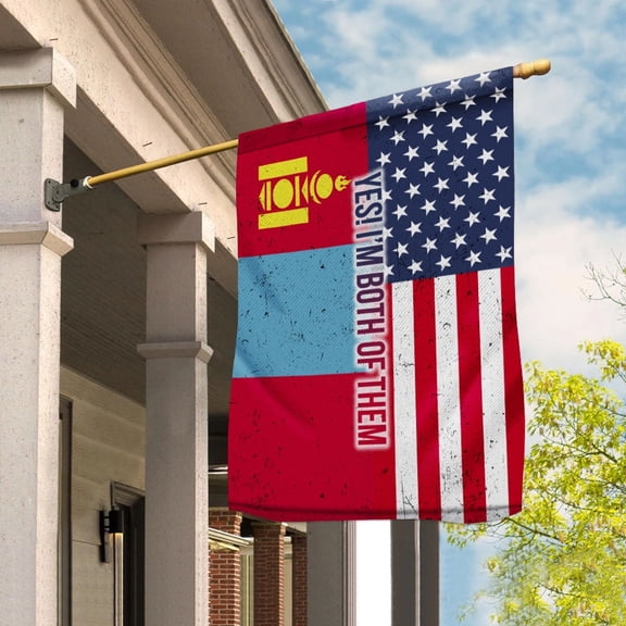 American Half Mongolia Flag Mongolian Friendship U.S.A My Home My Blood Garden Flag, Double-Sided Decorative Outdoor Flag, Patriotic Polyester Yard Flag 12 x 18 in
