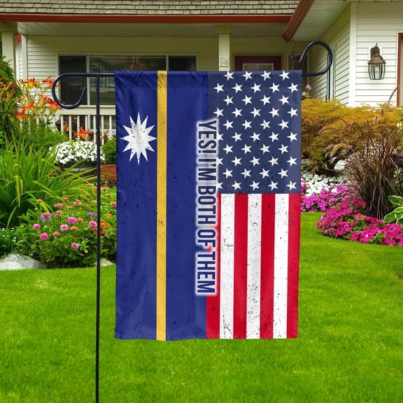 American My Home My Blood Heritage Half Nauru Nauruan Garden Flag, Double-Sided Outdoor Yard Decor 11.5 x 17.5 Inch
