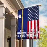 American Half Nauruan Friendship Nauru USA Patriotic Proud House Flag, Double-Sided Outdoor Yard Decor 29.5 x 39.5 Inch