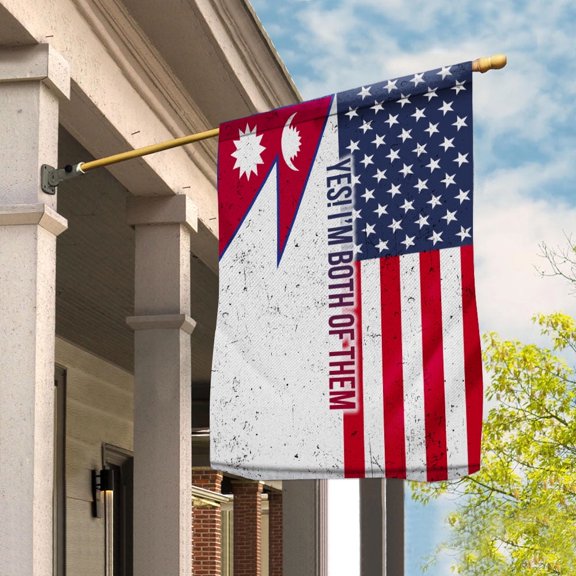 American Half Nepal Flag Nepali Friendship U.S.A My Home My Blood Garden Flag (11.5x17.5) Double Sided-USA Flags Premium Polyester-Decorative Indoor Outdoor Flag