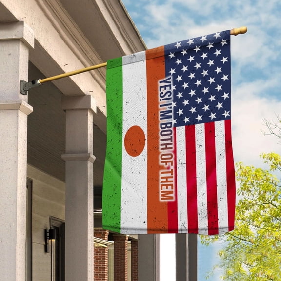 Nigerien American My Home My Blood Heritage Half House Flag, Double-Sided Outdoor Yard Decor 29.5 x 39.5 Inch