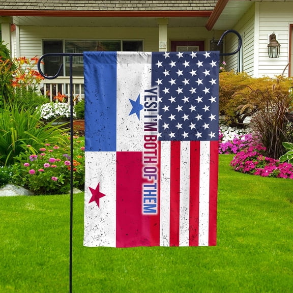 American Half Panama Flag Panamanian Friendship U.S.A My Home My Blood Garden Flag, Double-Sided Decorative Outdoor Flag, Patriotic Polyester Yard Flag 12 x 18 in