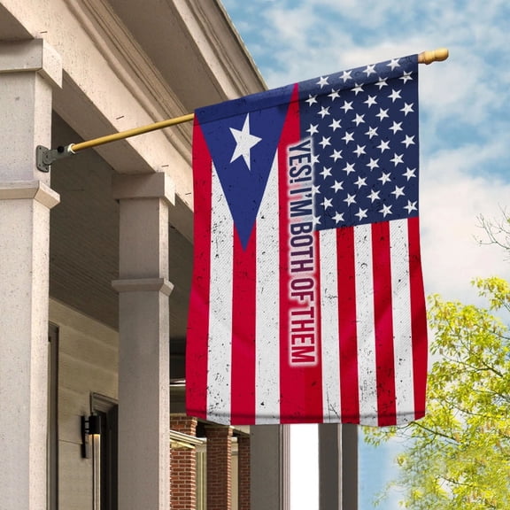 Puerto Rican American My Home My Blood Heritage Rico House Flag, Double-Sided Outdoor Yard Decor 29.5 x 39.5 Inch