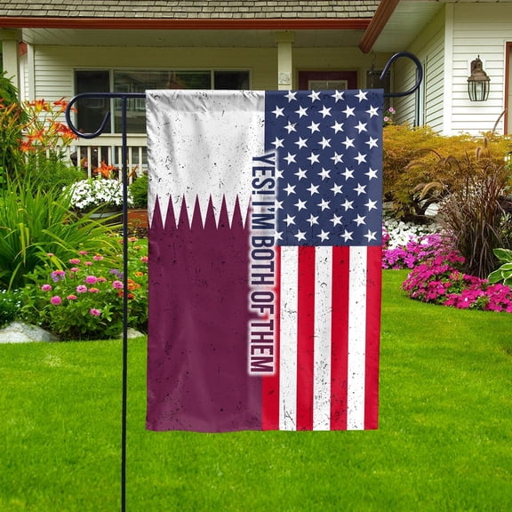 American My Home My Blood Heritage Half Qatar Qatari Garden Flag, Double-Sided Outdoor Yard Decor 11.5 x 17.5 Inch
