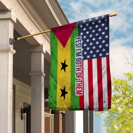 American Half Sao Tome And Principe Flag Sao Toman And Principe Friendship U.S.A My Home My Blood House Flag, Double-Sided Decorative Outdoor Flag, Patriotic Polyester Yard Flag 29.5 x 39.5 in