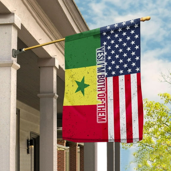 American Half Senegal Flag Senegalese Friendship U.S.A My Home My Blood Garden Flag (11.5x17.5) Double Sided-USA Flags Premium Polyester-Decorative Indoor Outdoor Flag