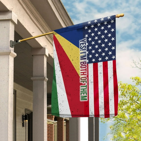 American Half Seychelles Flag Seychellois Friendship U.S.A My Home My Blood Garden Flag (11.5x17.5) Double Sided-USA Flags Premium Polyester-Decorative Indoor Outdoor Flag