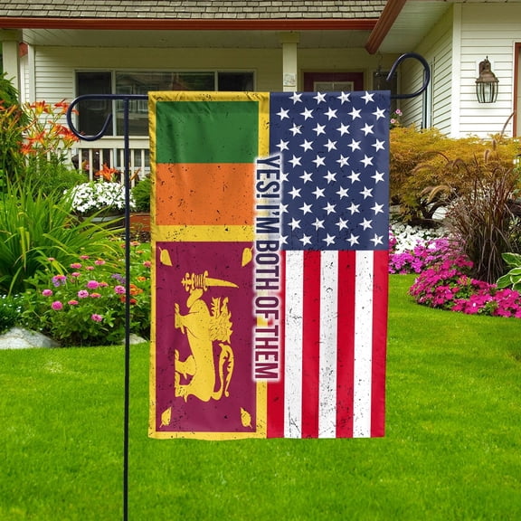 Sri Lankan American My Home My Blood Heritage Lanka Garden Flag, Double-Sided Outdoor Yard Decor 11.5 x 17.5 Inch