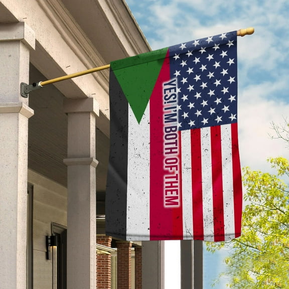 American Half Sudan Flag Sudanese Friendship U.S.A My Home My Blood House Flag (29.5x39.5) Double Sided-USA Flags Premium Polyester-Decorative Indoor Outdoor Flag