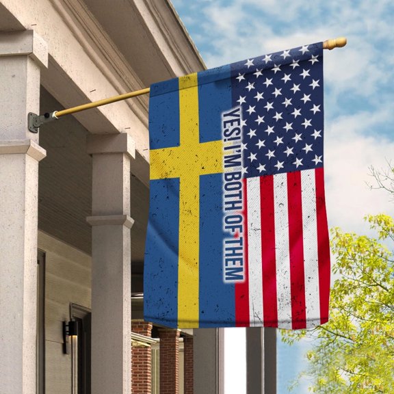 American Half Sweden Flag Swedish Friendship U.S.A My Home My Blood Garden Flag (11.5x17.5) Double Sided-USA Flags Premium Polyester-Decorative Indoor Outdoor Flag