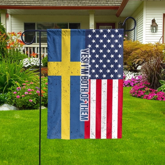 American Half Sweden Flag Swedish Friendship U.S.A My Home My Blood House Flag, Double-Sided Decorative Outdoor Flag, Patriotic Polyester Yard Flag 29.5 x 39.5 in