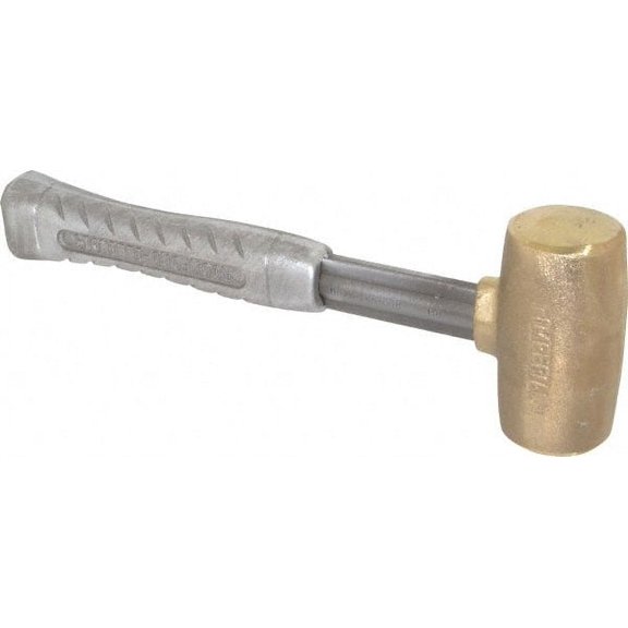 American Hammer 4 Lb Head 1-3/4" Face Brass Head Hammer 11-1/2" OAL, Aluminum Handle