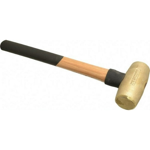 American Hammer 5 Lb Head 1-3/4" Face Brass Nonmarring Hammer 16" OAL, Wood Handle