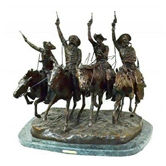 American Handmade 100% Bronze Sculpture Statue “Coming through the Rye” by Frederic Remington mini size 10"H x 12"L x 9.5"W