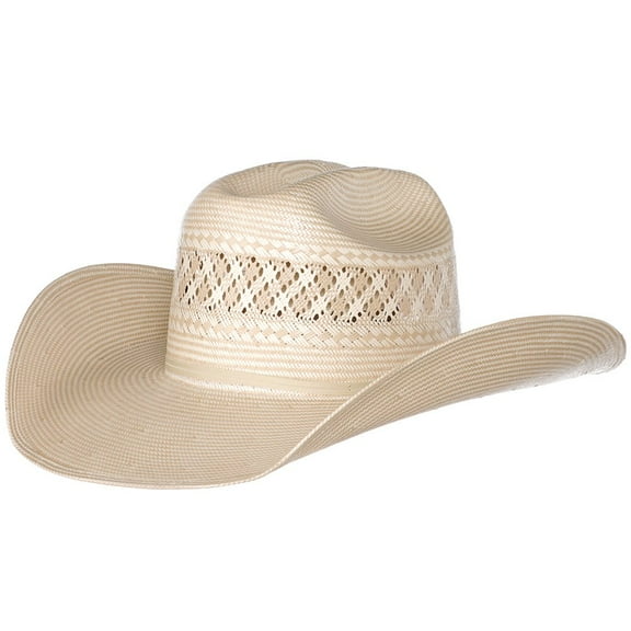 American Hat Company Mens Two Tone Vented Ivory and Tan Rancher Crease Straw Hat 71/4 Tan/Ivory