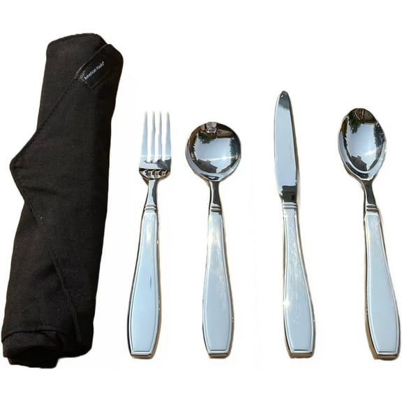 American Hawks Weighted 4-Pieces Utensils Set for Hand Tremors Stainless Steel Knife Fork Spoons