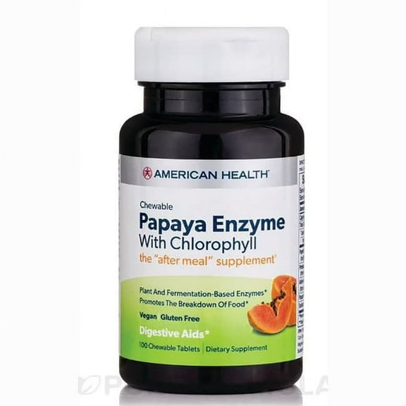 American Health Papaya Enzyme with Chlorophyll Chewable - 100 Chewable Tablets
