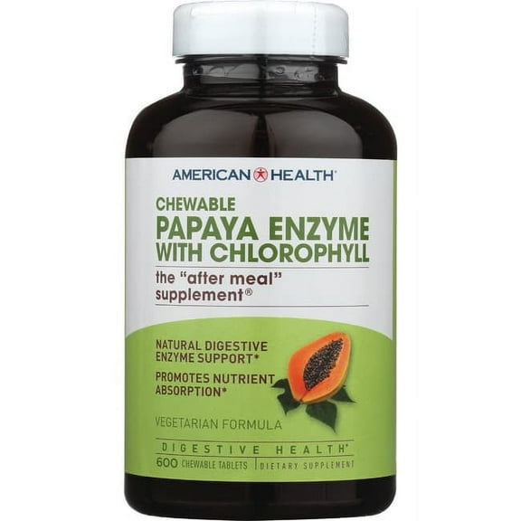 American Health Chewable Papaya Enzyme with Chloropyll Tablets 600 ea