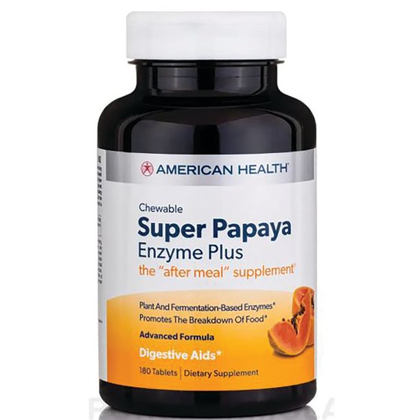 American Health Chewable Super Papaya Enzyme Plus 180 Tabs