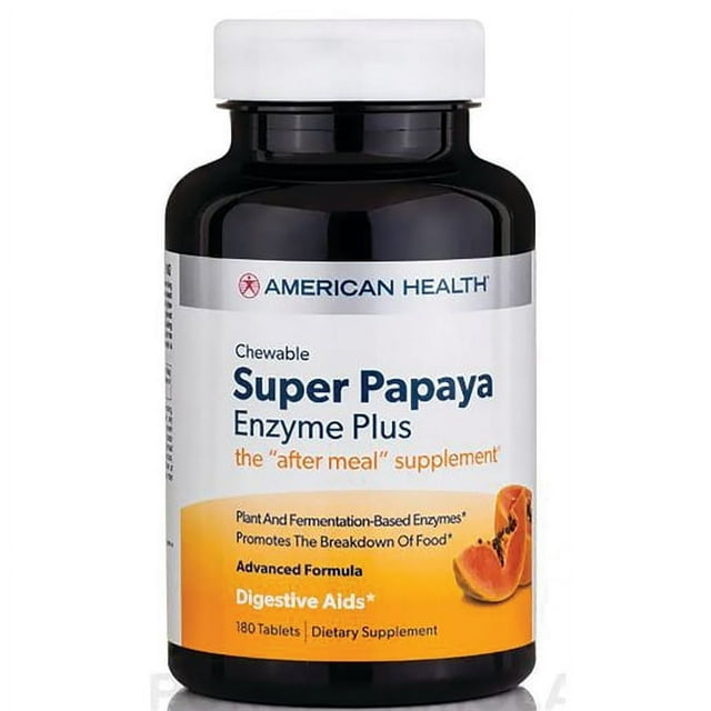 American Health Chewable Super Papaya Enzyme Plus 180 Tabs