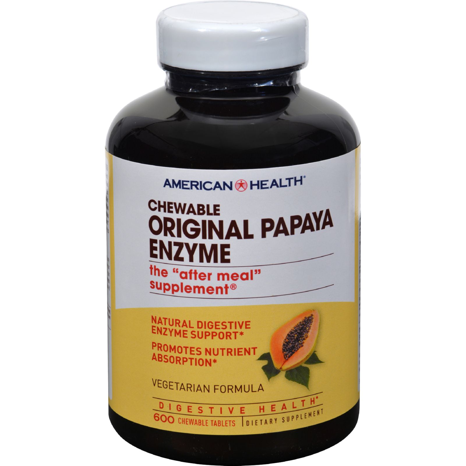 American Health Original Papaya Enzyme Chewable 600 Tablets