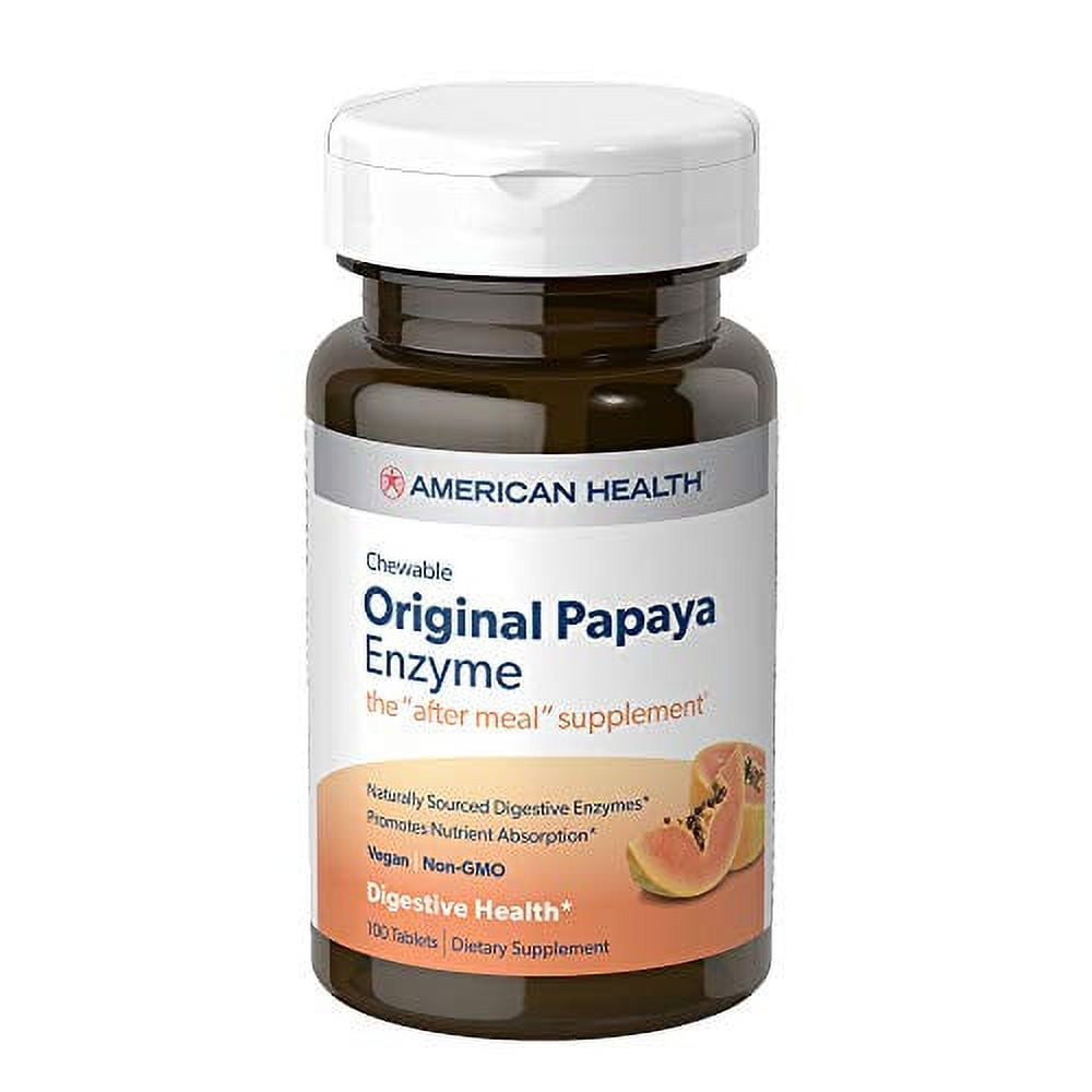 American Health Original Papaya Enzyme Chewable Tablets Promotes