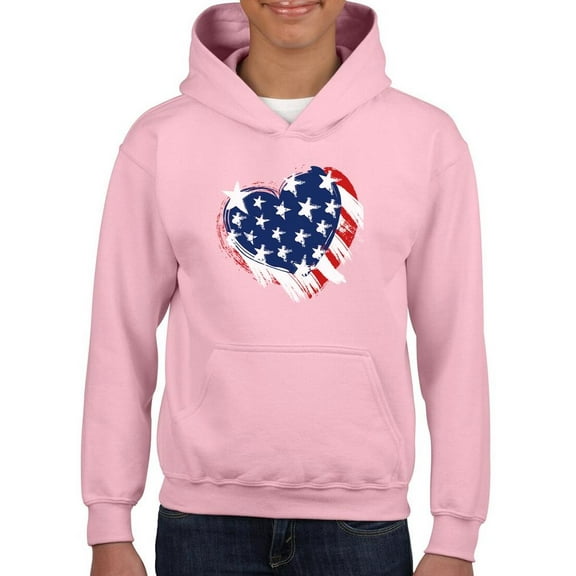American Heart 4Th Of July Hoodie Juniors -Image by Shutterstock,  x-Large
