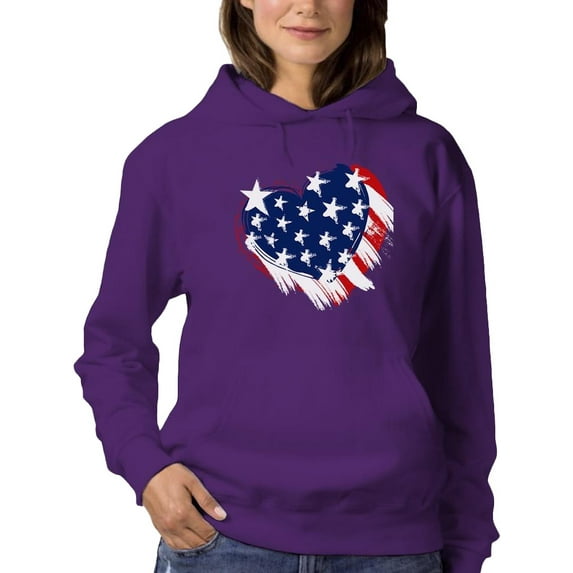 American Heart 4Th Of July Hoodie Women -Image by Shutterstock, Female 4X-Large