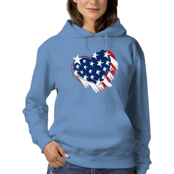 American Heart 4Th Of July Hoodie Women -Image by Shutterstock, Female XX-Large
