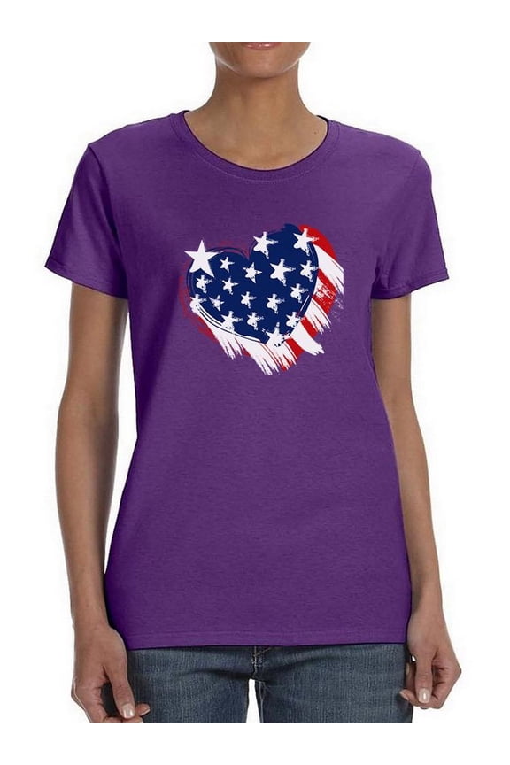 American Heart 4Th Of July T-Shirt Women -Image by Shutterstock, Female 3X-Large
