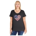 thumbnail image 1 of American Heart Flag Shirt - USA Patriotic 4th of July Women's Plus Size T-Shirt - Comfortable, Casual and Stylish - Perfect for Independence Day Celebrations - 2X (18/20) Black, 1 of 5