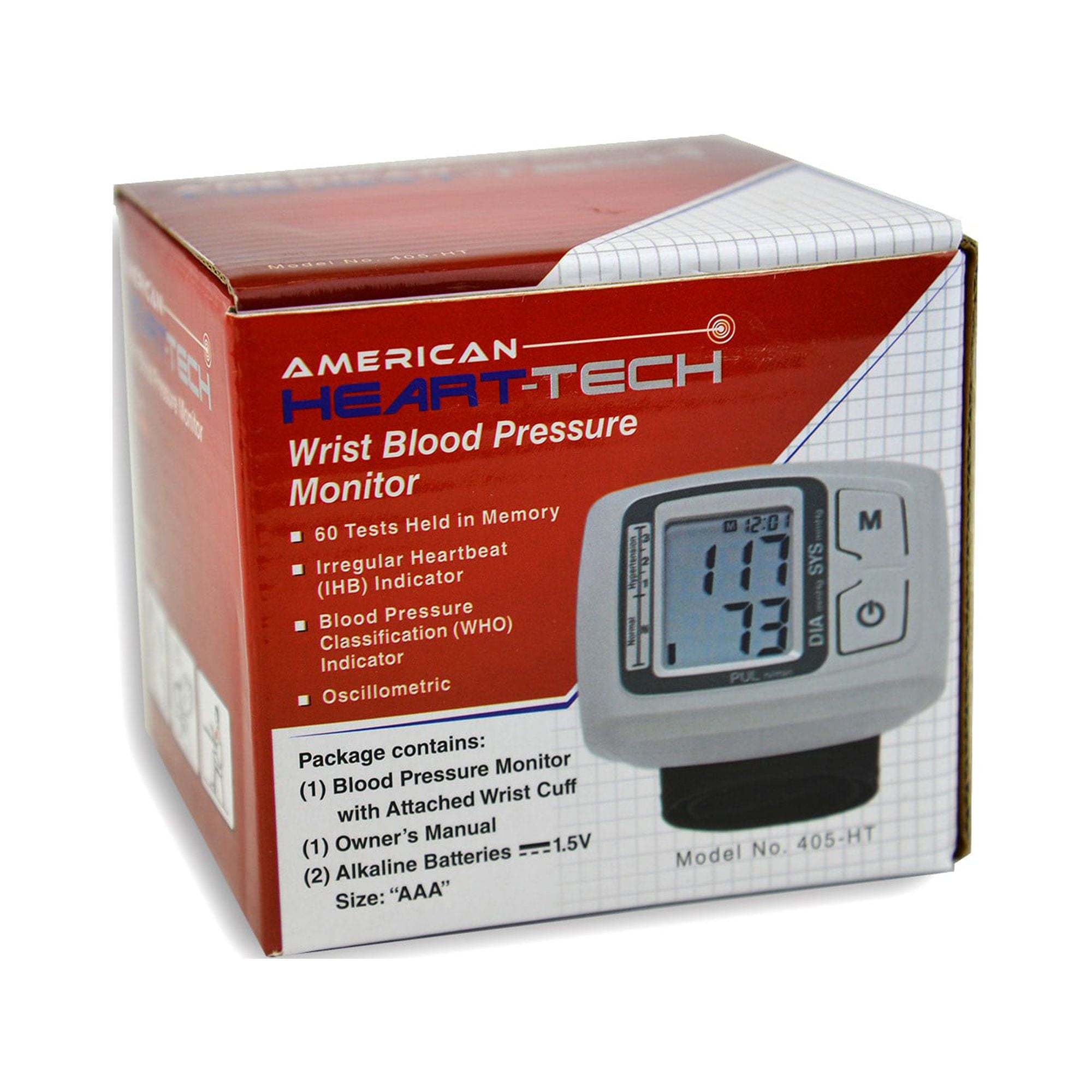 American Heart-Tech Non-Speaking Wrist Blood Pressure Monitor