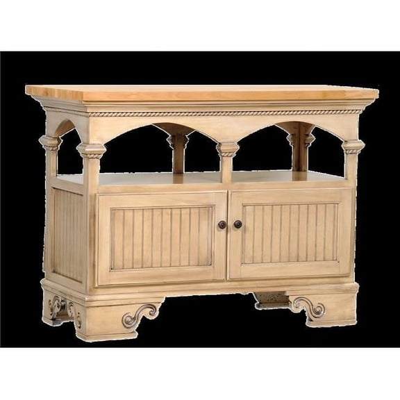 American Heartland 15045EDBOT Poplar Kitchen Island with Oak Top, European Dark Blue