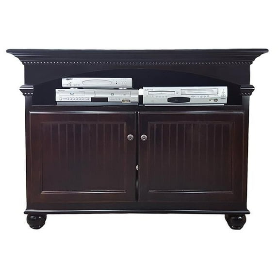 American Heartland 16145YL Poplar Deluxe TV Stand with 1 Fixed Wood Half Shelf, Yellow