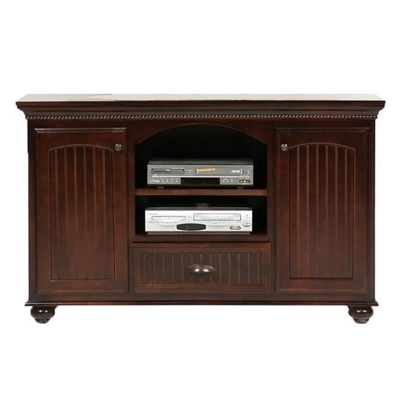 American Heartland 16156ER Poplar Deluxe TV Stand with 2 Fixed Wood Half Shelves, European Red