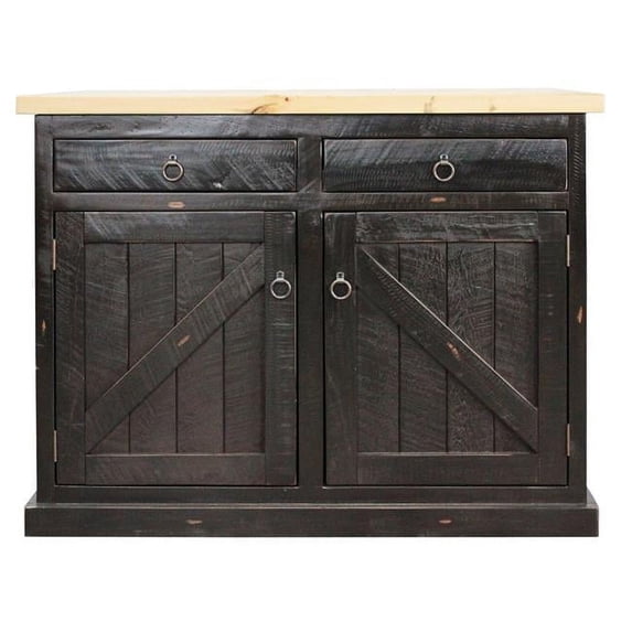 American Heartland 30116RSWPT Rustic Kitchen Island with Pine Top, Rustic Seashell