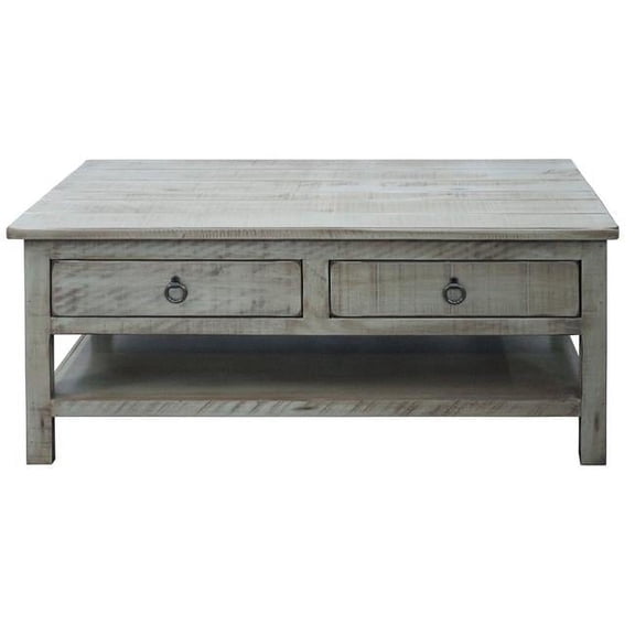 American Heartland 30303RBW Rustic Coffee Table with 2 Drawers, Rustic Barnwood