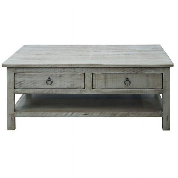 American Heartland 30303RGY Rustic Coffee Table with 2 Drawers, Rustic Grey