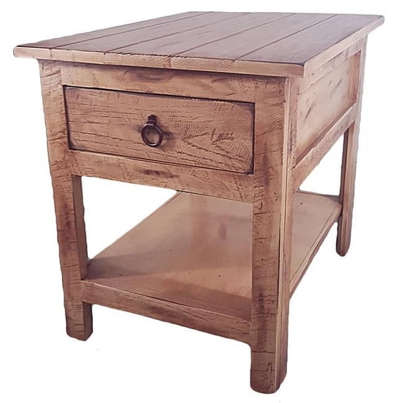 American Heartland 30313BR Rustic End Table with 1 Drawer, Burnt Red