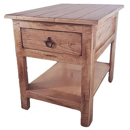 American Heartland 30313RDB Rustic End Table with 1 Drawer, Rustic Dark Blue