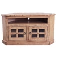 thumbnail image 1 of American Heartland 30739RBWGP Rustic Curve Corner TV Stand with 2 Glass Panel Doors, Rustic Barnwood, 1 of 1